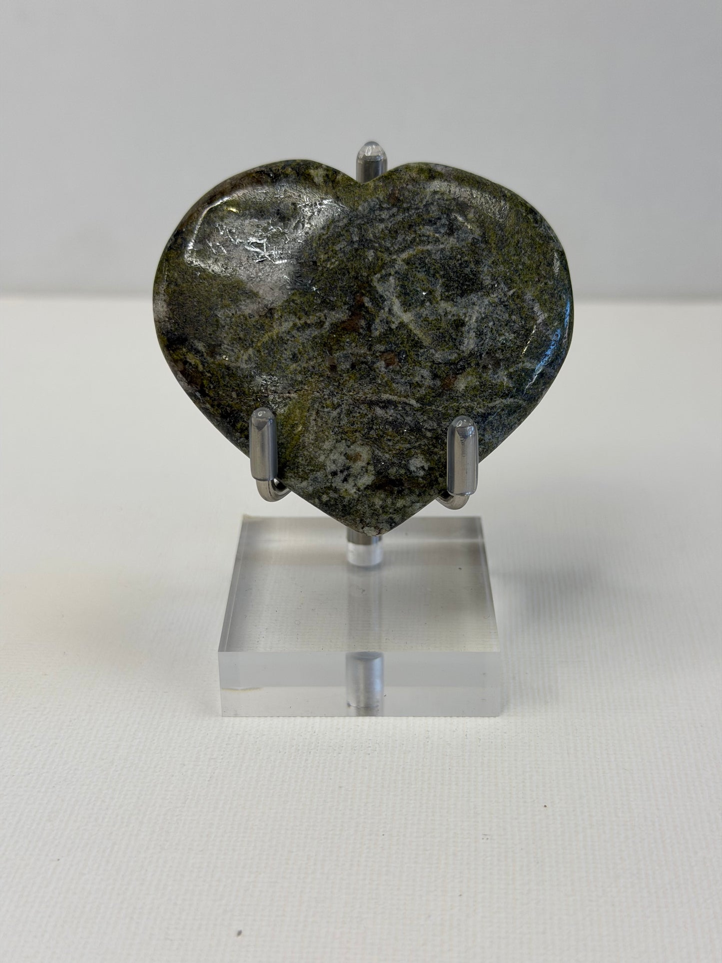 Hematite, Epidote & Quartz Heart with Stand