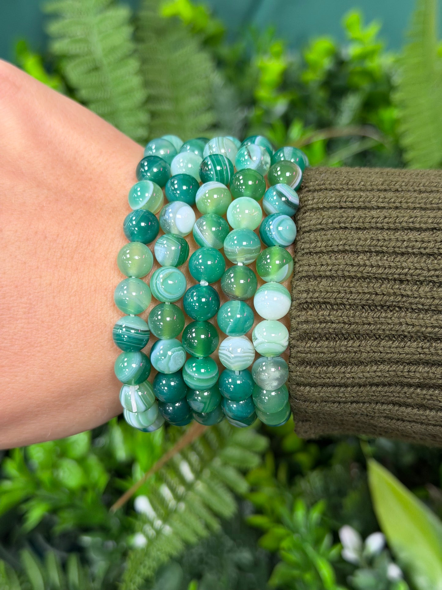 Green Agate Beaded Bracelet