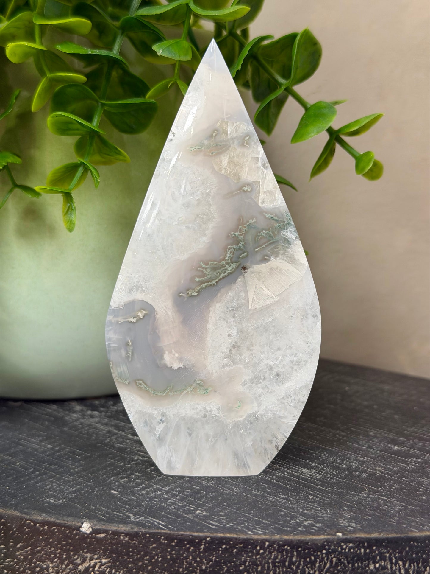 Moss Agate & Quartz Flame