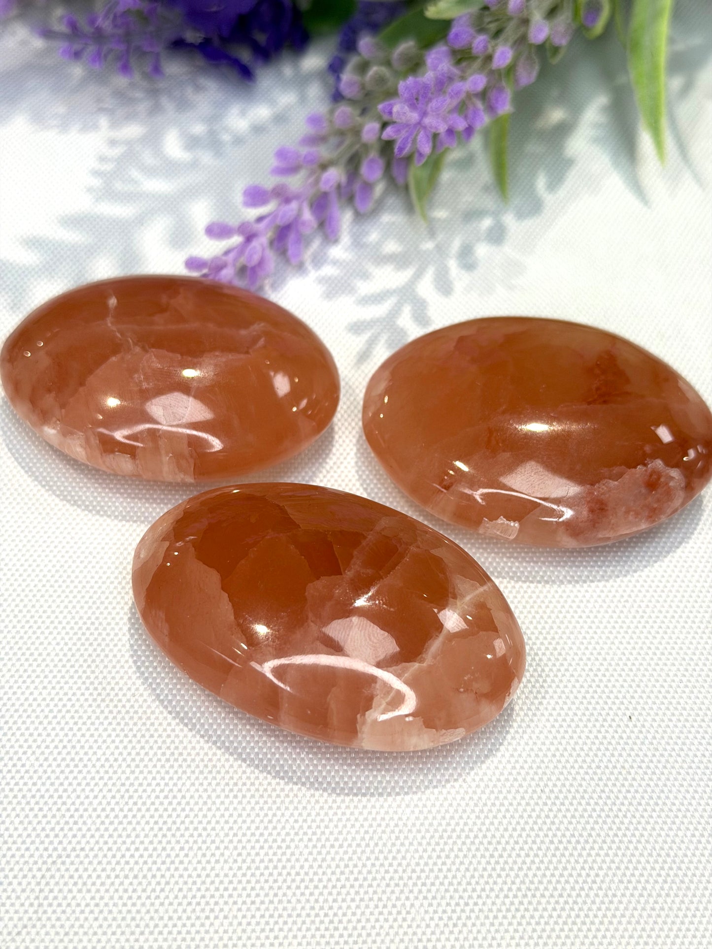 Rose Calcite Palm Stone