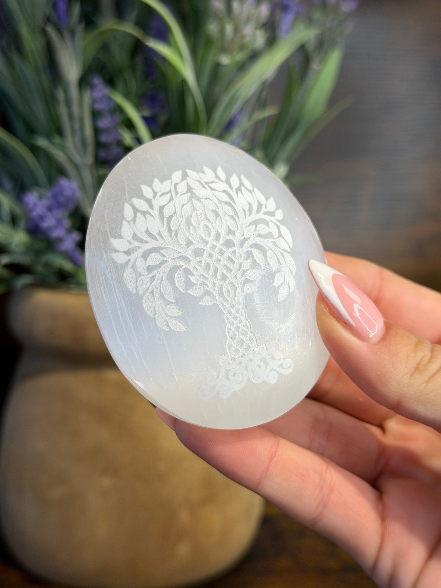 Selenite Tree of Life Palm Stone