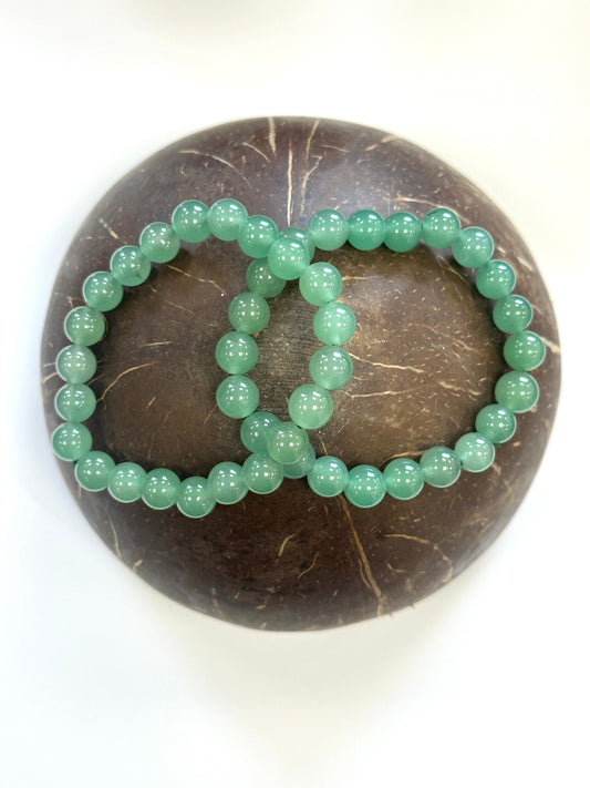 Green Aventurine 8mm Beaded Bracelet - Good Luck, Heart Healing