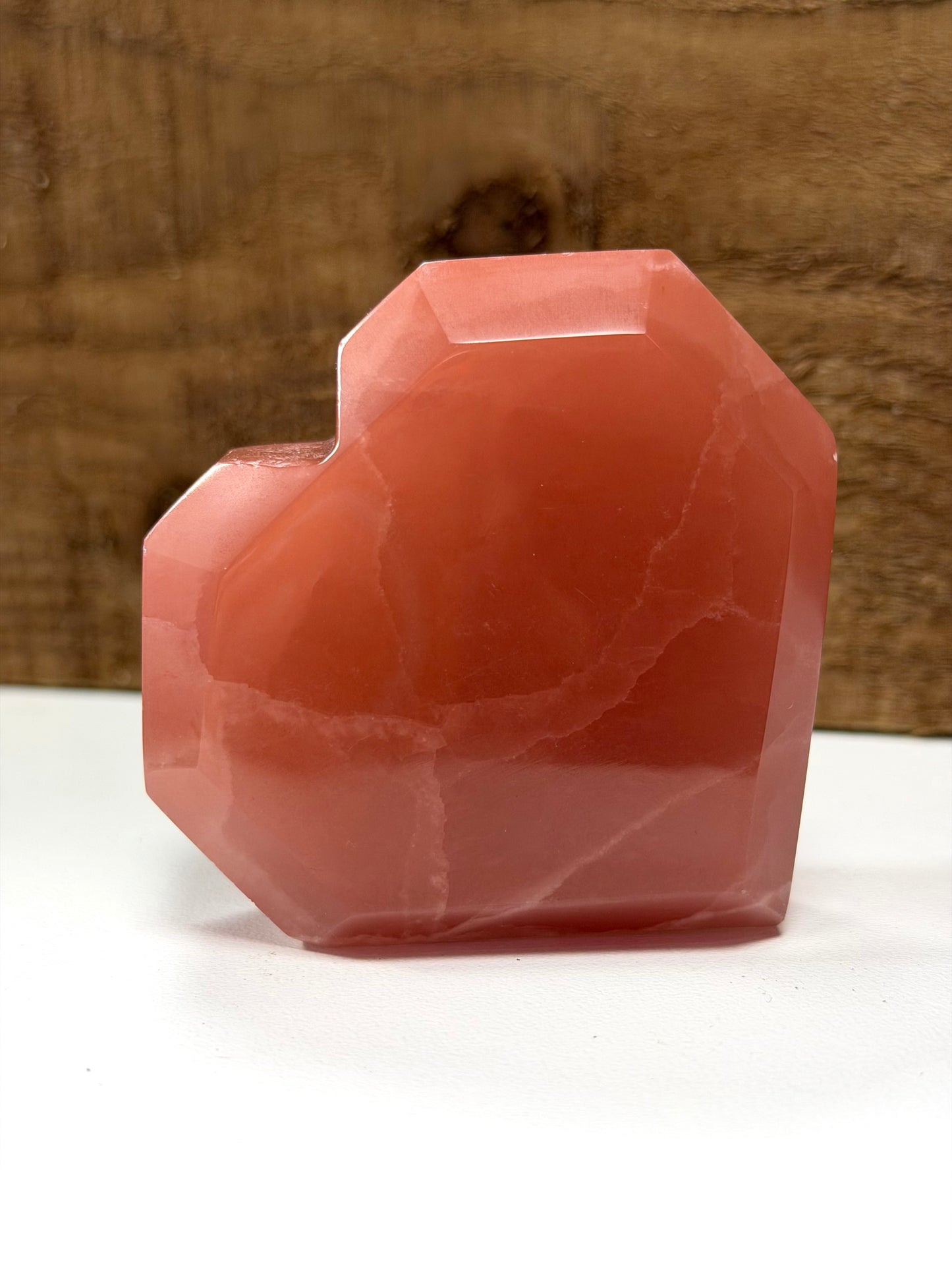 Large Rose Calcite Faceted Heart