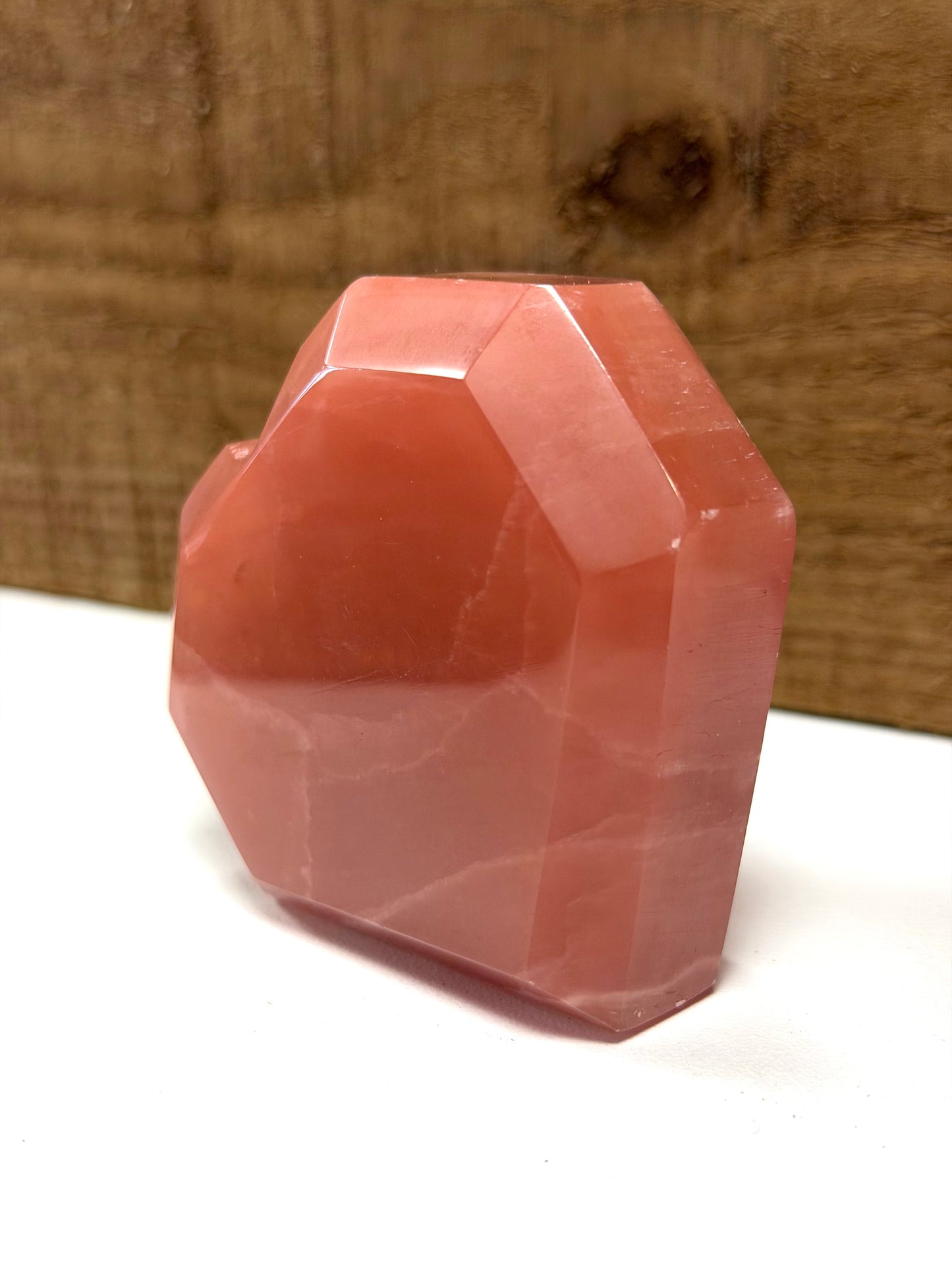 Large Rose Calcite Faceted Heart