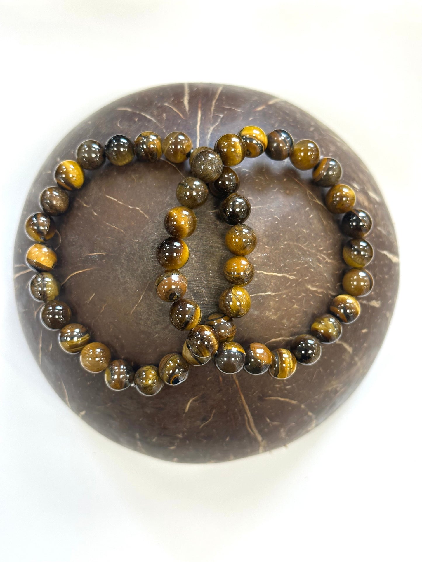 Tigers Eye 8mm Beaded Bracelet - Strength, Confidence, Luck