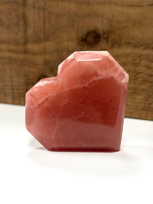 Rose Calcite Medium Faceted Heart