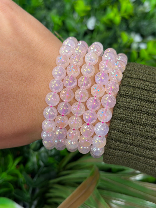 Aura Rose Quartz Beaded Bracelet