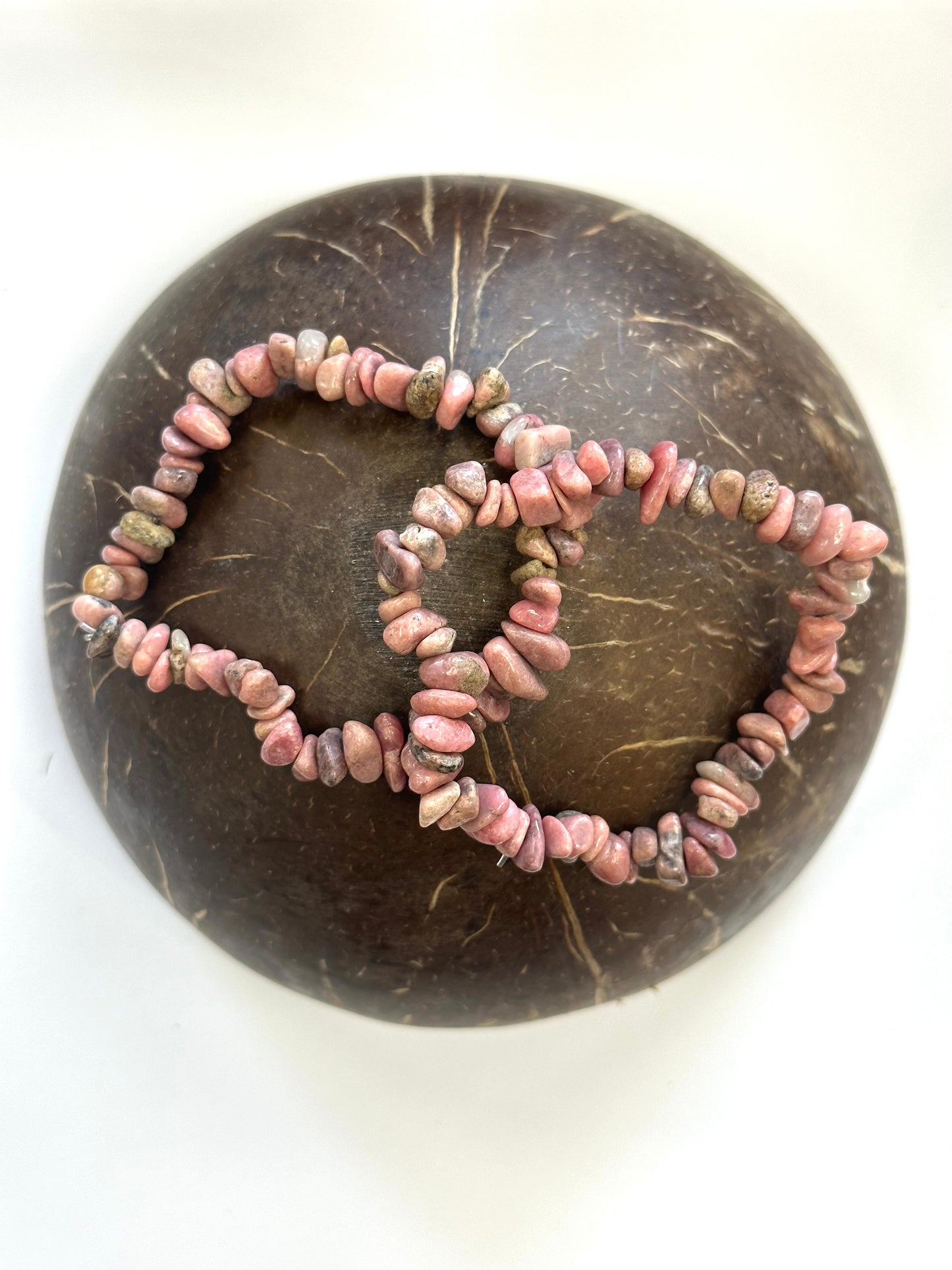 Rhodonite Chip Stone Bracelet - Emotional Balance, Heart Healing