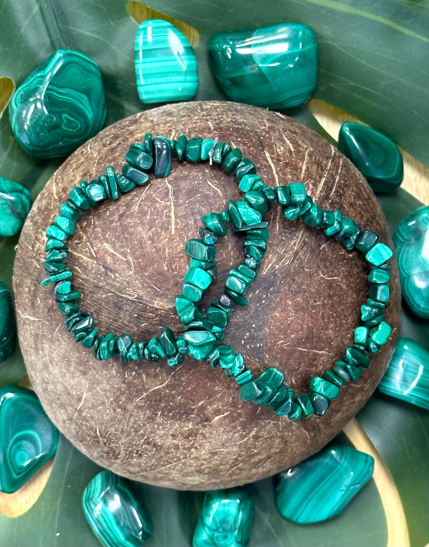 Malachite Chip Stone Bracelet - New Leaf, Manifestation