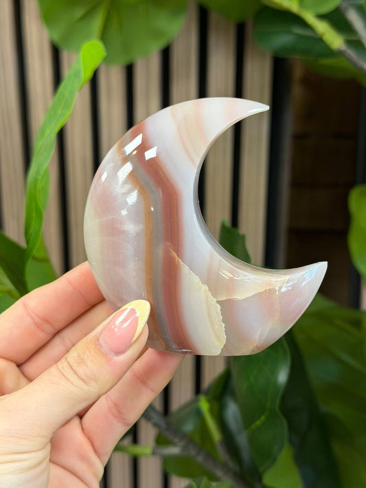 Pink Banded Calcite Standing Moon