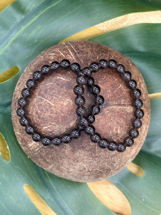 Smoky Quartz 8mm Beaded Bracelet - Positivity, Protection