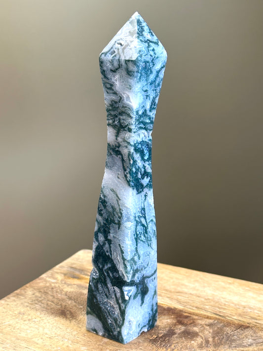 Green Moss Agate Tower 1