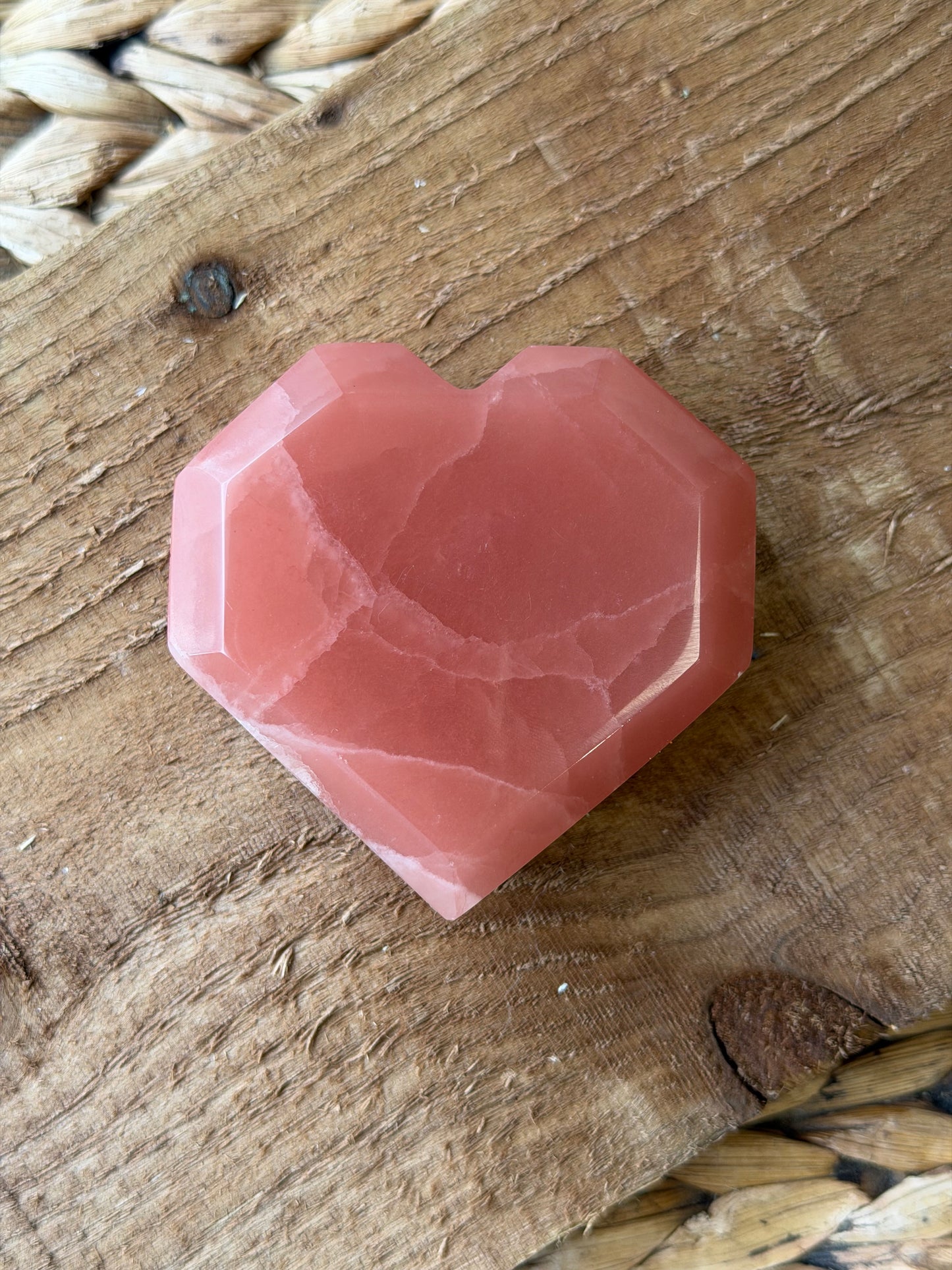 Large Rose Calcite Faceted Heart