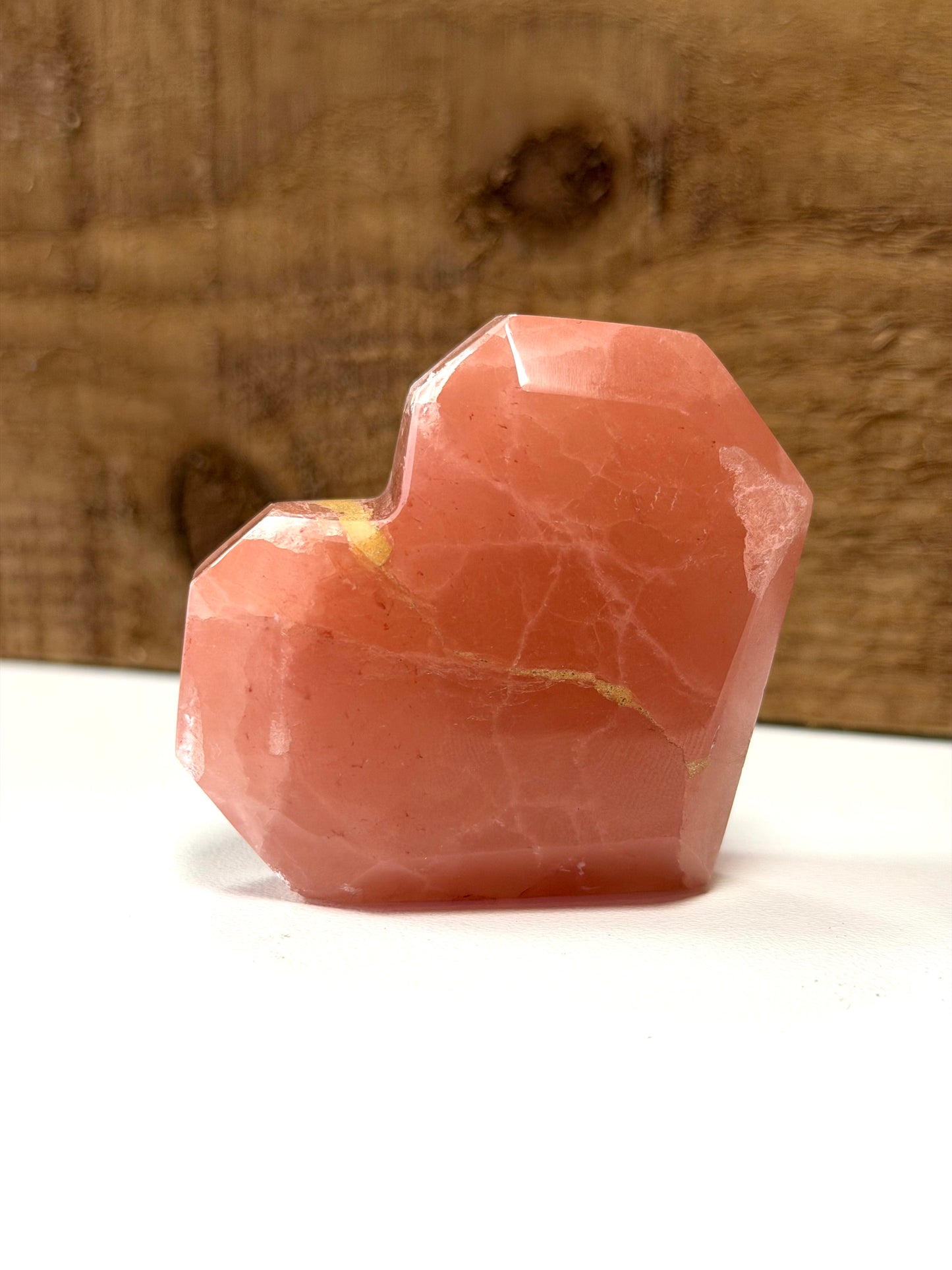 Rose Calcite Small Faceted Heart