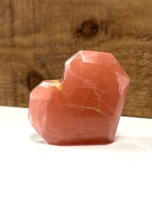 Rose Calcite Small Faceted Heart