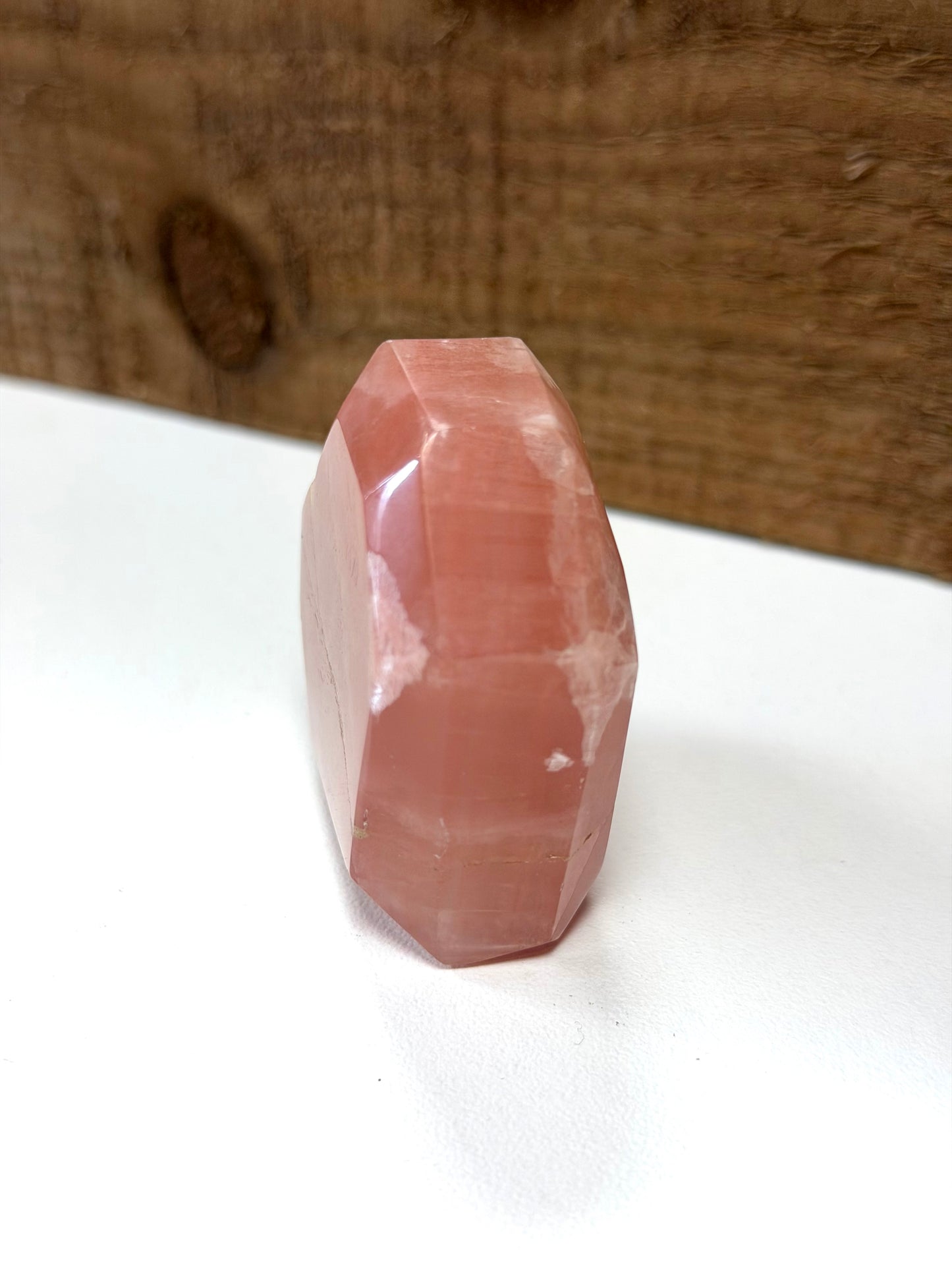 Rose Calcite Small Faceted Heart
