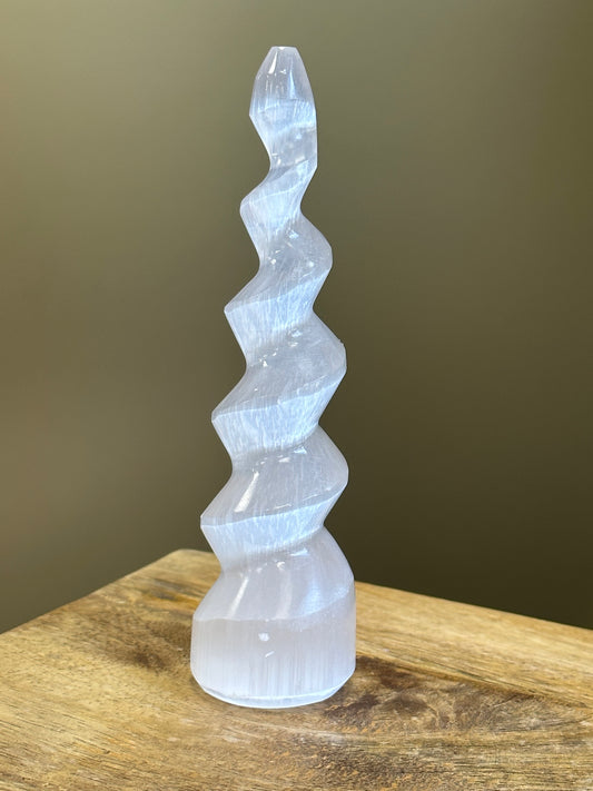 Selenite Unicorn Horn