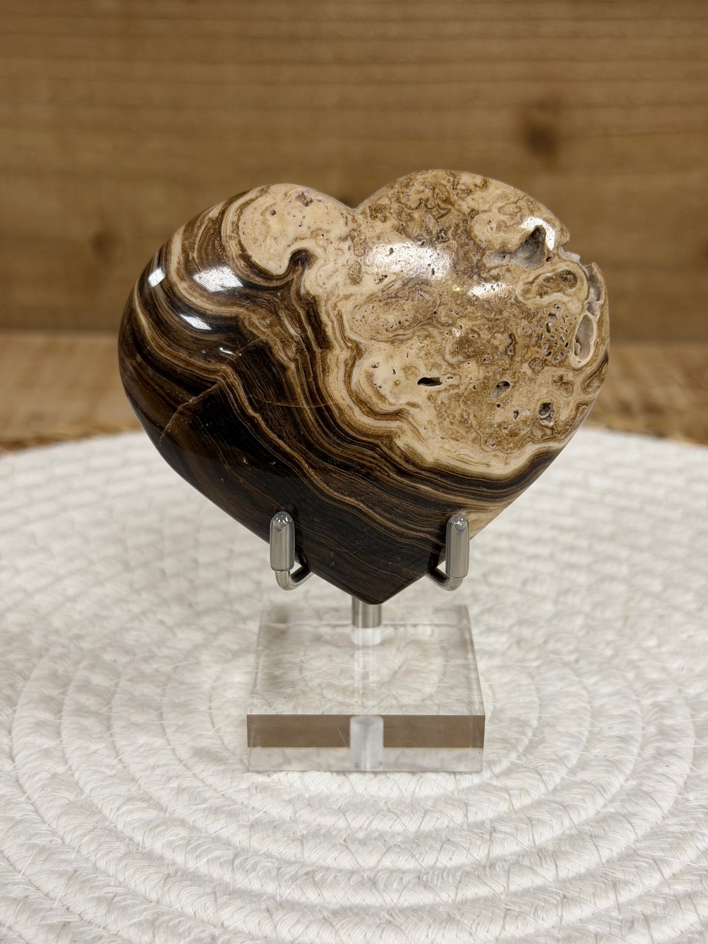 Chocolate Calcite Heart on Stand