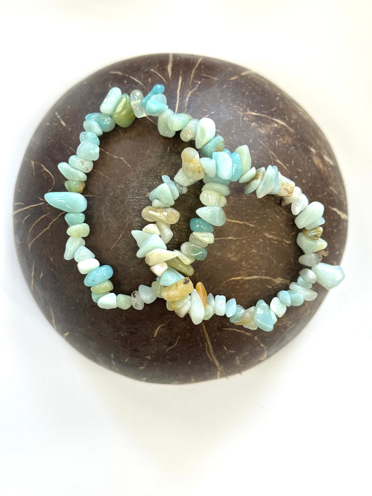 Amazonite Chunky Chip Stone Bracelet - Fatigue, Trauma