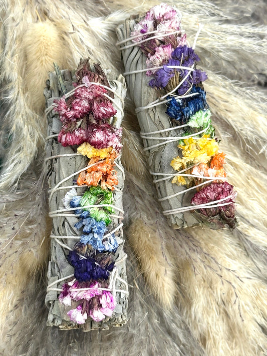 White Sage with Seven Chakra Flowers