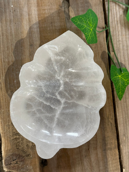 Selenite Leaf Bowl