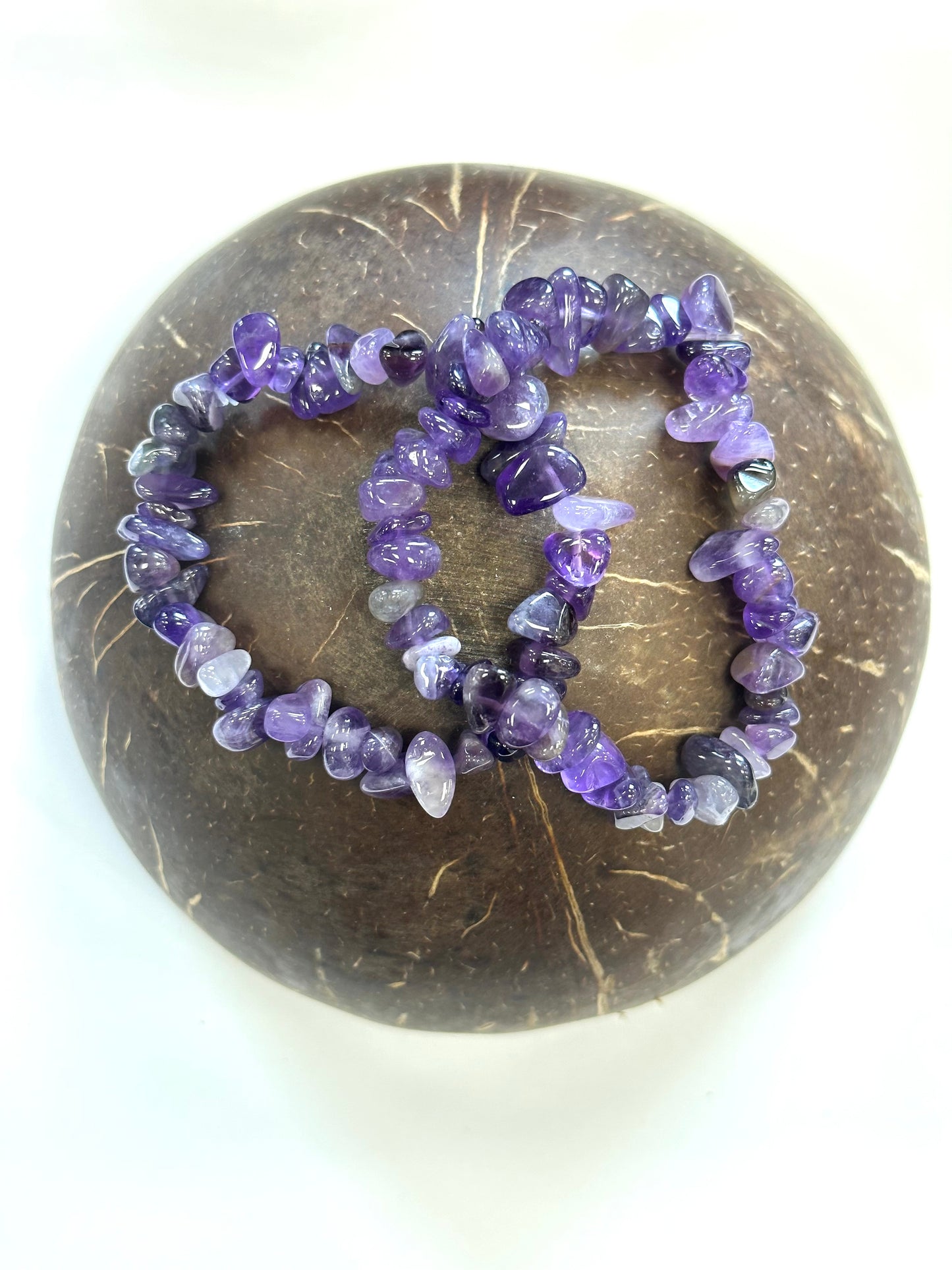 Amethyst Chip Stone Bracelet - Sleep, Anxiety, Spiritual Connection