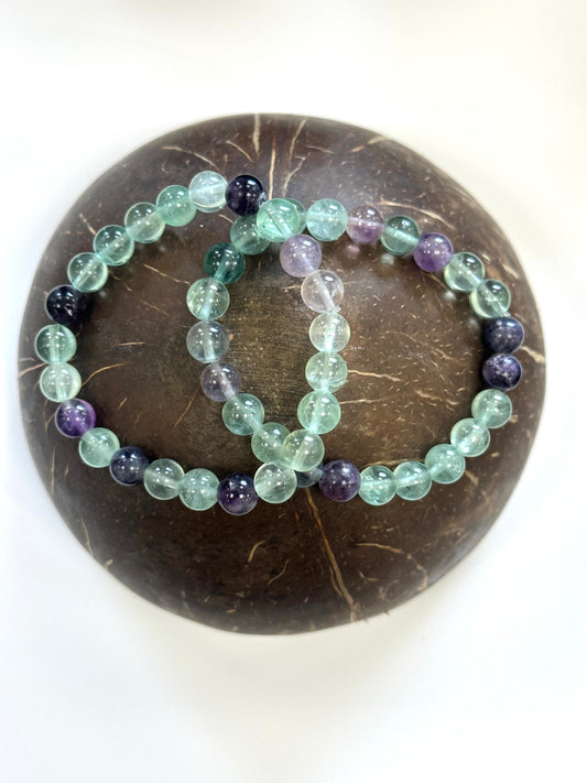 Fluorite 8mm Beaded Bracelet - Focus, Clarity