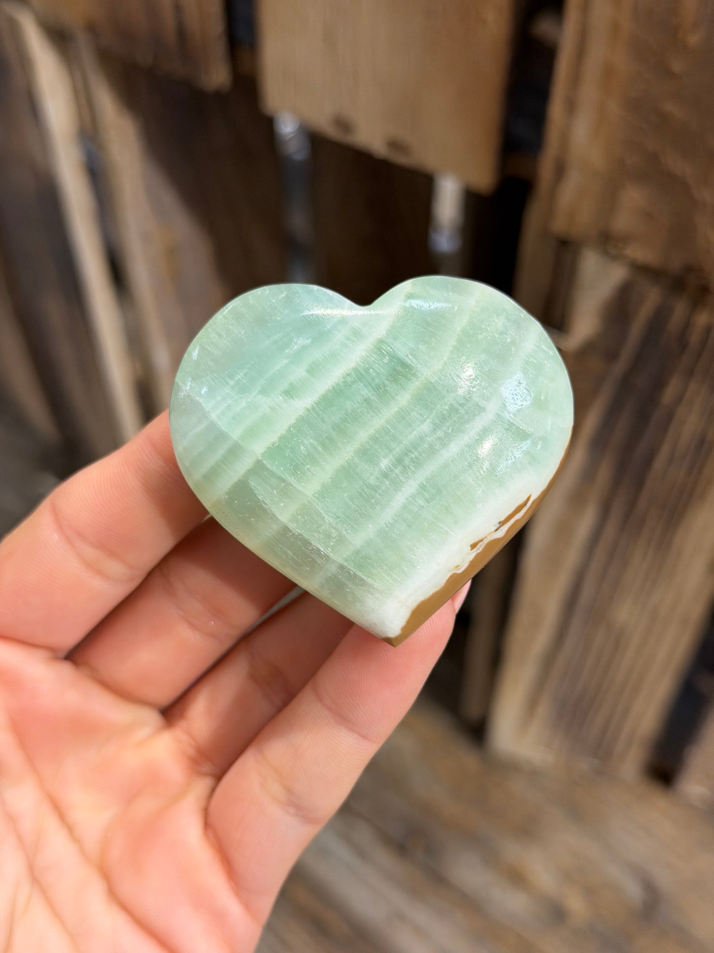 Pistachio Calcite Heart